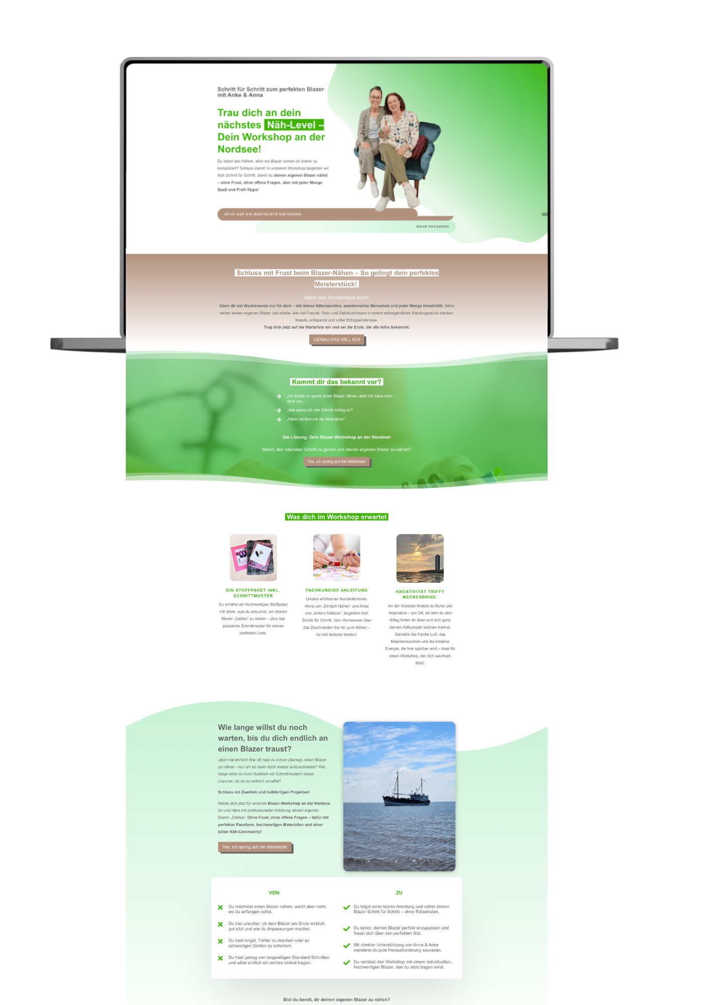 Landingpage Warteliste – Ankes Nähbox