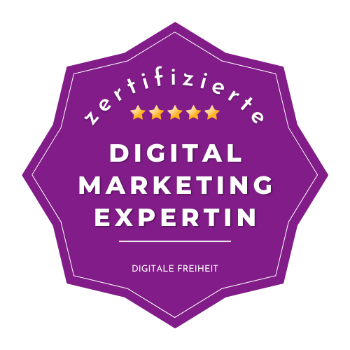 Siegel in violet- zertifizierte Digital Marketing Expertin